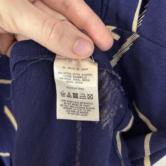 Anthropologie Women Leifnotes Dress Small Blue & Tan Midi Short Sleeve - Picture 5 of 6